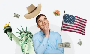 Młody mężczyzna marzy o USA, ale uważa na najczęstsze błędy dyskwalifikujące aplikantów w loterii wizowej o zieloną kartę.