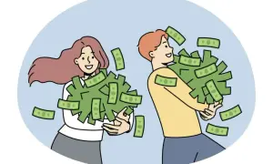 Szczęśliwi ludzie z plikami pieniędzy. Czy wygraną zdrapki można wymienić wszędzie?