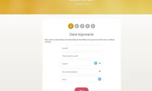 Formularz rejestracji do gry w lotto online. Wpisz dane logowania: email, hasło i PIN.