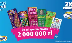 Kolekcja nowych zdrapek Lotto: Super Crazy Liczby, Super Gwiazda, Hit, Szlifon dla Ciebie, Papaya Cash i POP. Możliwość wygrania nawet 2 000 000 zł.