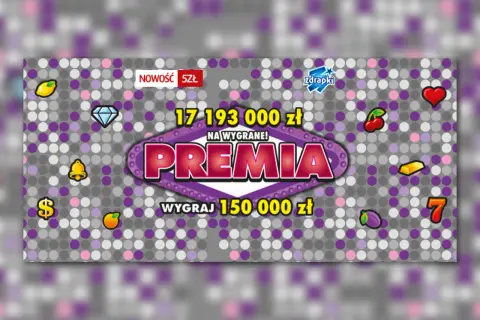 Nowość 5 zł! Zdobądź "PREMIĘ" i wygraj 150 000 zł! Sprawdź zdrapki wygrane statystyki.