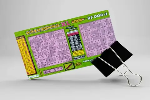 Zdrapka "Krzyżówka XL" z polem do zdrapania, gdzie ukryte są litery kontrolne zdrapki.