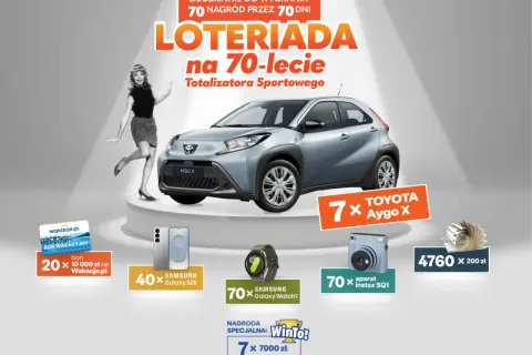 Loteriada Lotto: jak zarejestrować kod z kuponu i jakie są nagrody? Do wygrania Toyota Aygo X, Samsungi, aparaty Instax i bony wakacyjne.