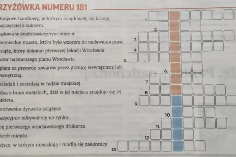 Jak szybko rozwiązać zablokowaną krzyżówkę techniki mistrzów szarady? Oto podpowiedzi do krzyżówki nr 181, z naciskiem na historię Wrocławia.