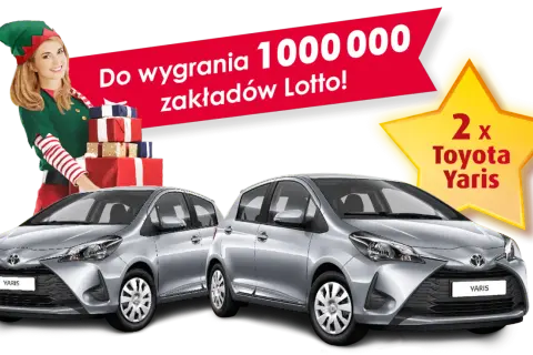 Świąteczna loteria pl lotto: wygraj 1 000 000 zł i 2 Toyoty Yaris! Elfka z prezentami zaprasza do gry.