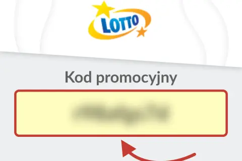 Pole do wpisania kodu promocyjnego Lotto. Tutaj wpisz swój kod, by skorzystać z promocji.