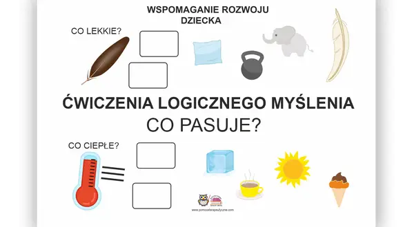 Ćwiczenia logicznego myślenia dla dzieci: piórko vs. słoń, termometr vs. słońce. Jak nauczyć dziecko logicznego myślenia poprzez krótkie zagadki.