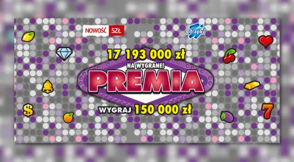 Nowość 5 zł! Zdobądź "PREMIĘ" i wygraj 150 000 zł! Sprawdź zdrapki wygrane statystyki.