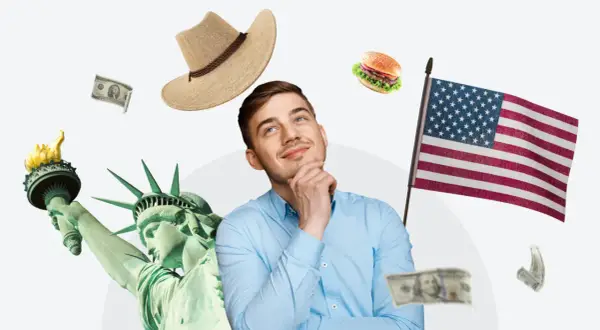 Młody mężczyzna marzy o USA, ale uważa na najczęstsze błędy dyskwalifikujące aplikantów w loterii wizowej o zieloną kartę.