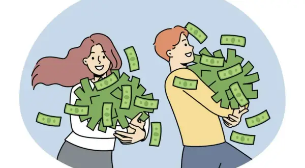 Szczęśliwi ludzie z plikami pieniędzy. Czy wygraną zdrapki można wymienić wszędzie?