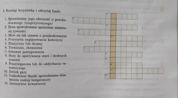 Krzyżówka z pytaniami o pierwszą pomoc. Wydawnictwa powinny uważać na błędy merytoryczne w takich publikacjach.