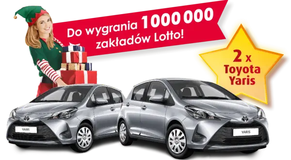 Świąteczna loteria pl lotto: wygraj 1 000 000 zł i 2 Toyoty Yaris! Elfka z prezentami zaprasza do gry.