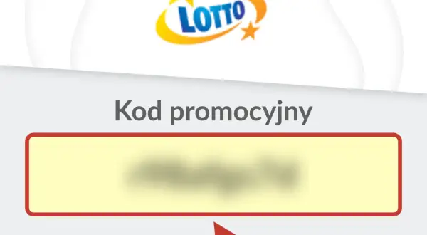 Pole do wpisania kodu promocyjnego Lotto. Tutaj wpisz swój kod, by skorzystać z promocji.