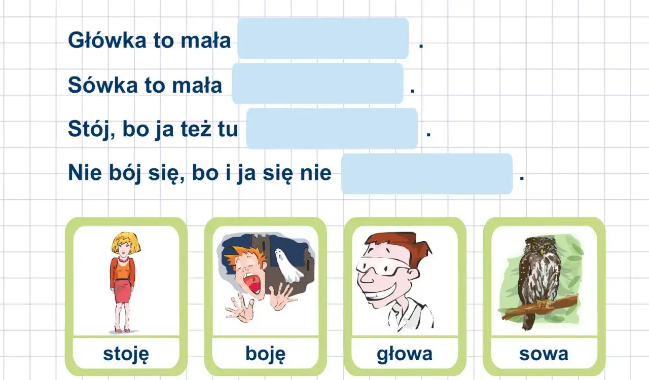 Krzyżówki dla dyslektyków pomagają w terapii zaburzeń czytania. Obrazek przedstawia ćwiczenie z obrazkami: dziewczynka 
