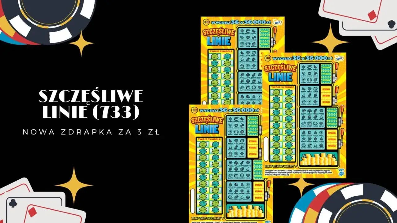 Szczęśliwe Linie (733) - nowa zdrapka za 3 zł, oferująca główne wygrane w zdrapkach. Graj i wygrywaj!