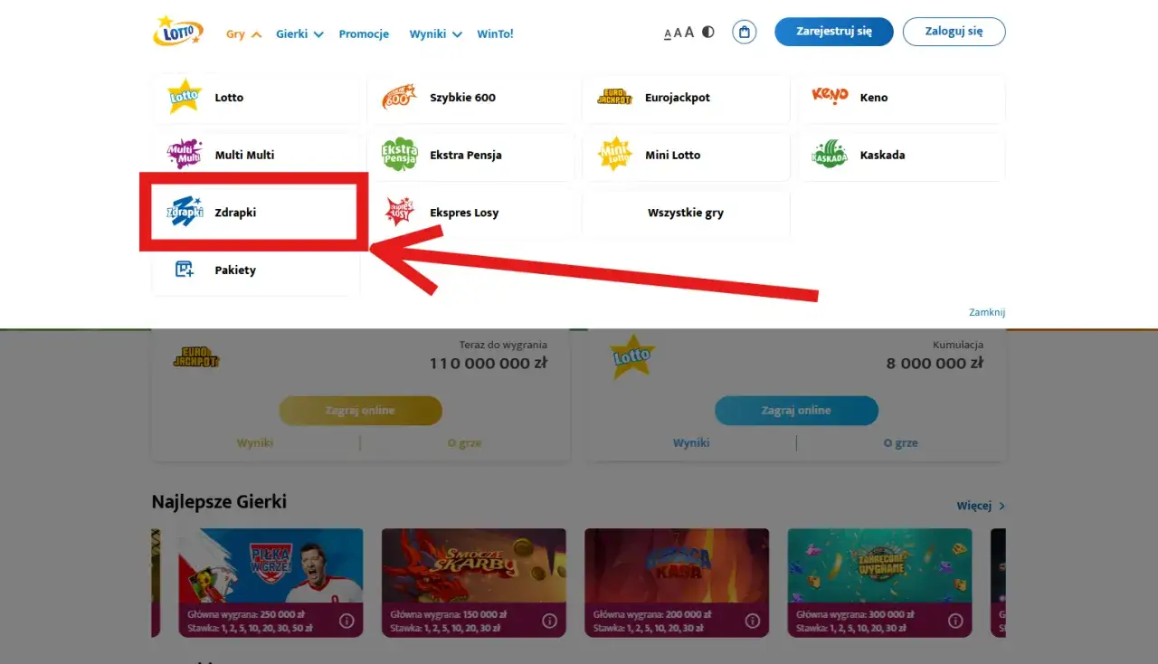 Zagraj w zdrapki lotto przez SMS. Kliknij w ikonę zdrapek, aby rozpocząć zabawę i szukać wygranych.