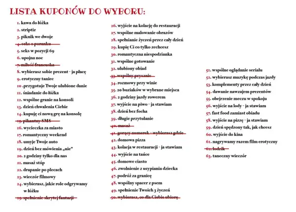 Lista kuponów do wyboru: czy zdrapki wycofane z obiegu, czy kolekcjonowanie kuponów ma sens? Od romantycznych weekendów po wspólne gotowanie.