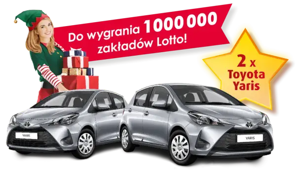 Świąteczna loteria pl lotto: wygraj 1 000 000 zł i 2 Toyoty Yaris! Elfka z prezentami zaprasza do gry.